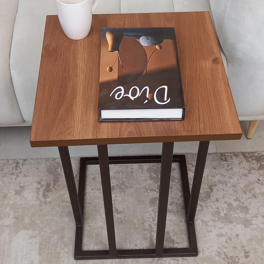 طاولة قهوة جانبية أنيقة – خشب ومعدن