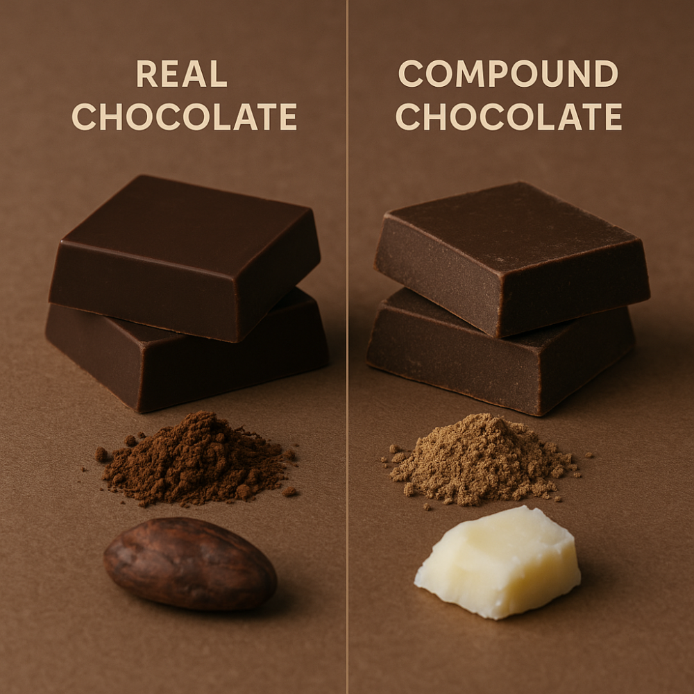 الفرق بين الشوكولاتة الطبيعية والشوكولاتة المصنعة (الكمباوند)