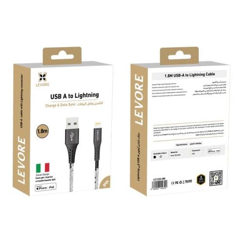 سلك شاحن ليفوري ايفون USB بطول 1 م بلاستيك -