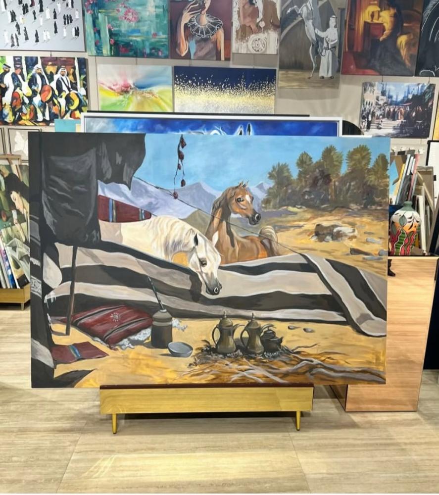 لوحه رسم خيل بتصميم تشكيلي رائع ومميز