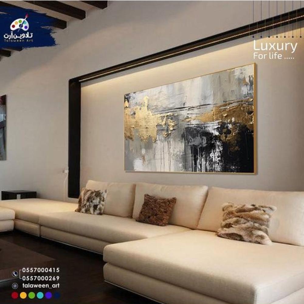 لوحة قماشية فخمة بتصميم فن تجريدي