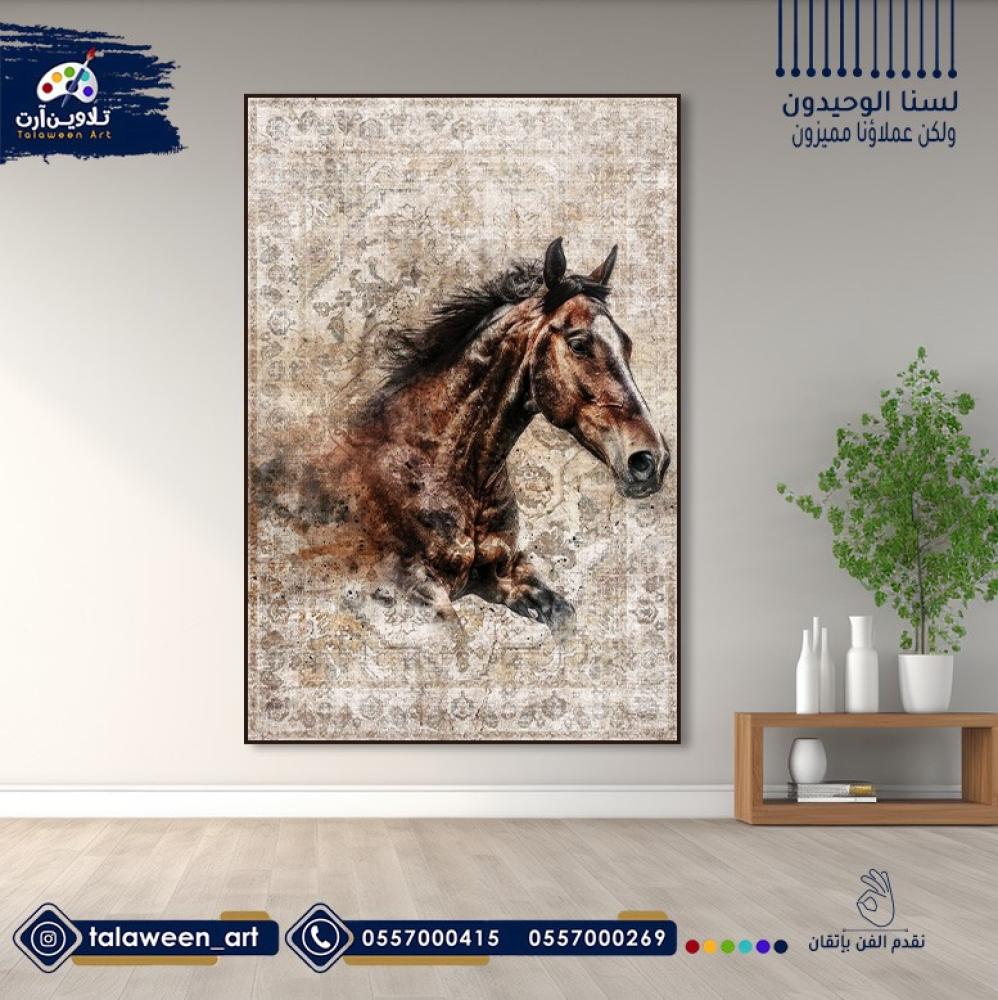 لوحة قماشية فخمة بتصميم سجادة و حصان