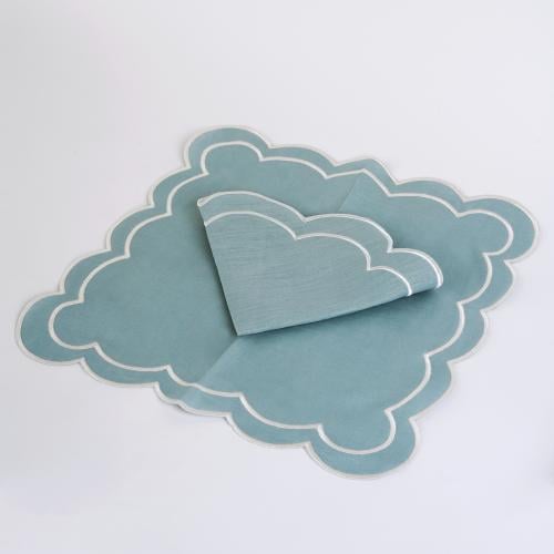 Baby blue linen square set