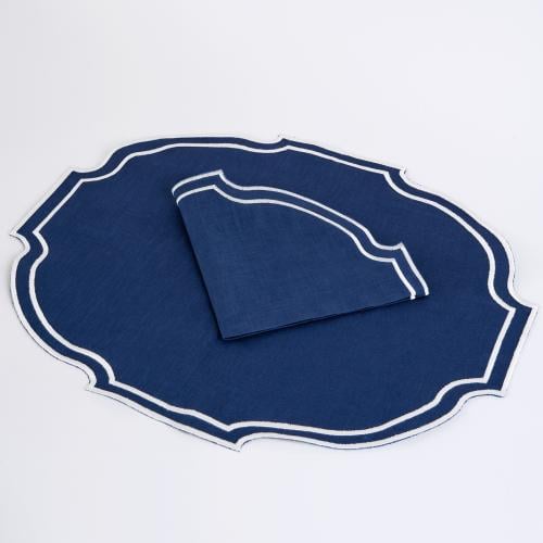 Night blue modern linen set