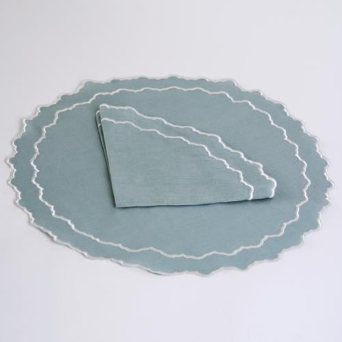 Columbia blue round linen set