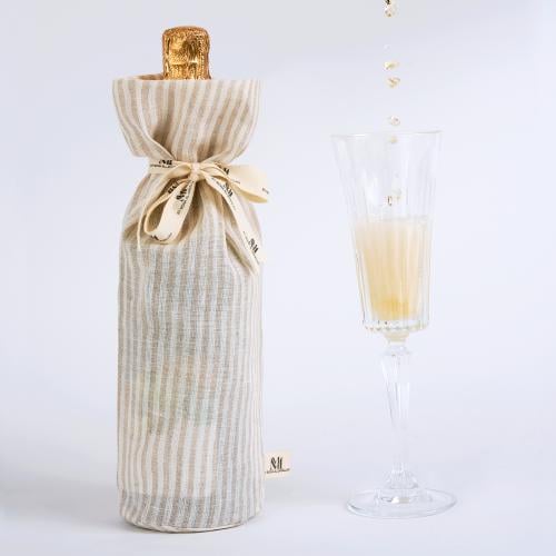 Stripped linen bottle cover