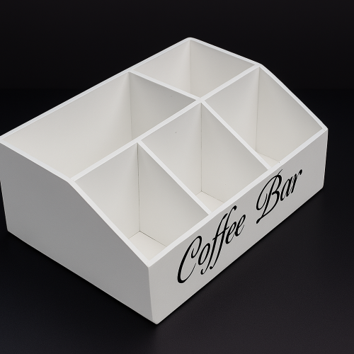 ☕ منظم Coffee Bar الأبيض – لمسة ترتيب أنيقة