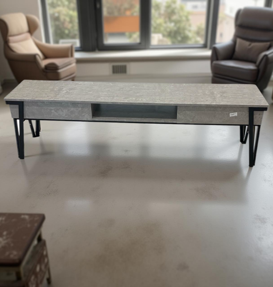 طاولة تلفاز خشب مقاس 180 سم - لون رمادي