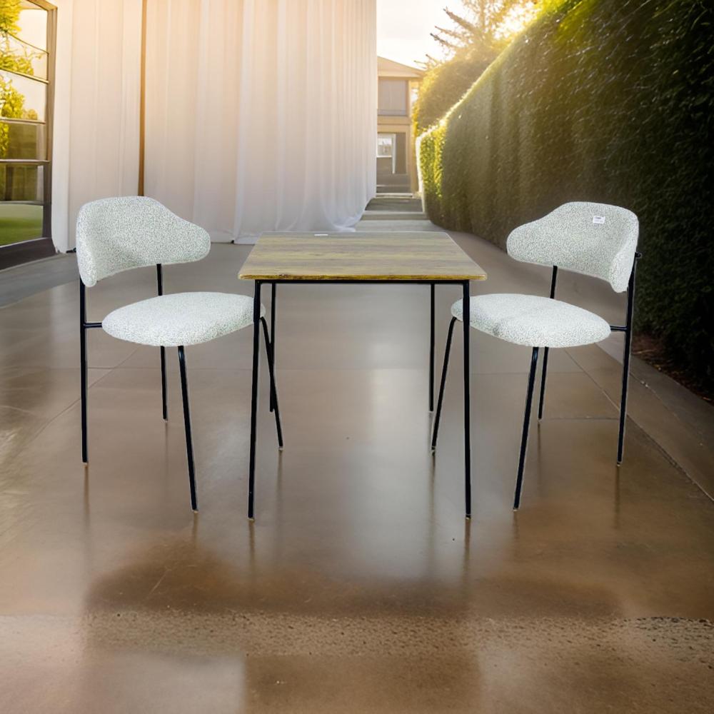 2 كرسي و طاولة لون رمادي فاتح