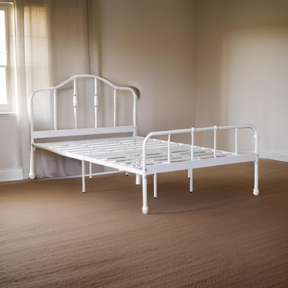 سرير حديد نفر ونص لون أبيض مقاس 140*200
