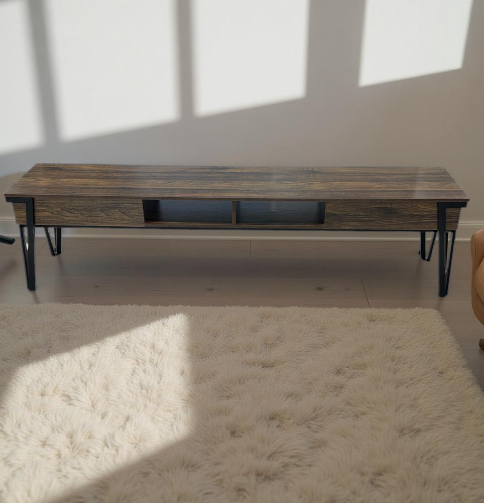 طاولة تلفاز خشب مقاس 2 متر - لون بني عتيق