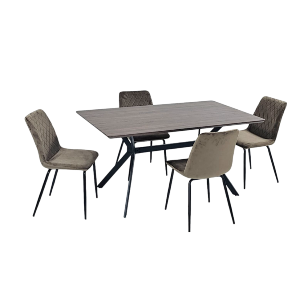 طاولة طعام خشب وحديد 4 كرسي