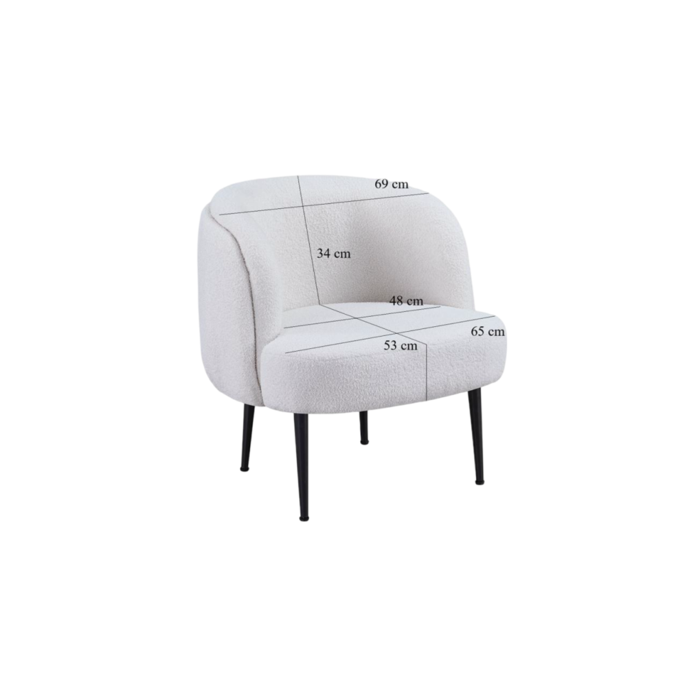 كرسي بوكليه مودرن بتصميم مريح لون رمادي فاتح