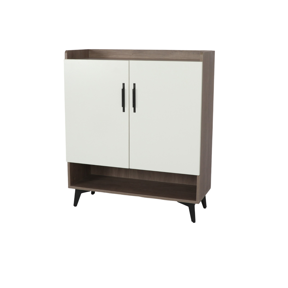 دولاب أحذية 2 باب مقاس 80 سم لون أبيض و بني