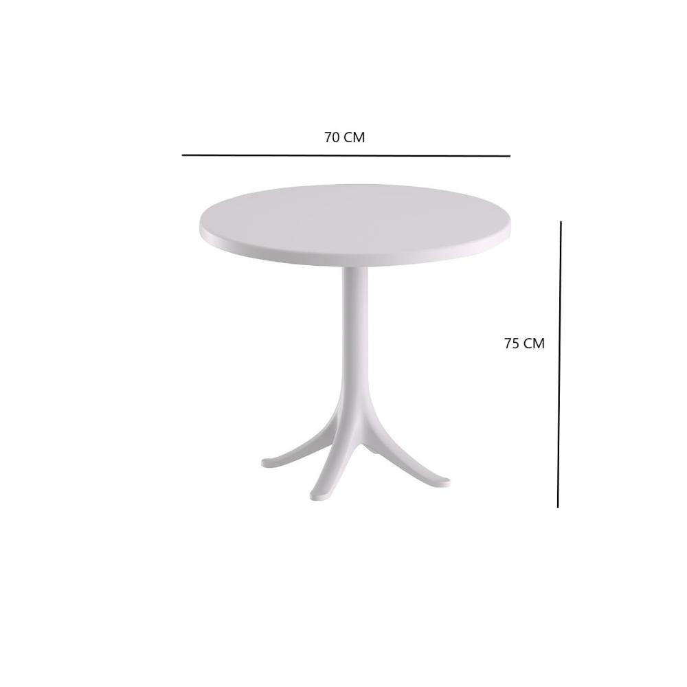 طاولة كافيه بلاستيك فايبر لون أبيض مقاس 70 سم