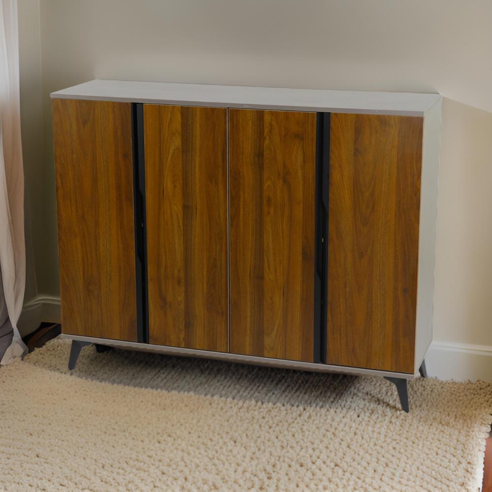 دولاب أحذية 4 باب مقاس كبير 120 سم لون بني و رمادي