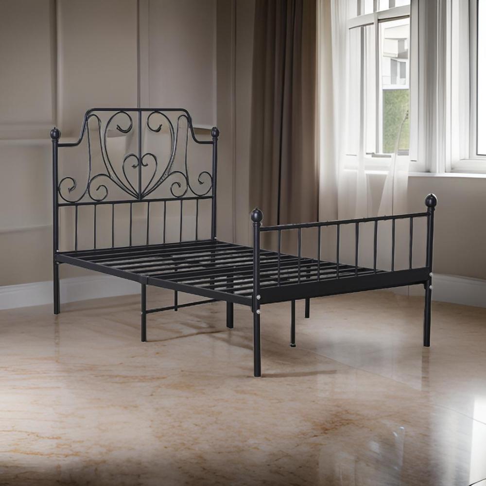 سرير حديد نفر ونص لون أسود مقاس 120*190