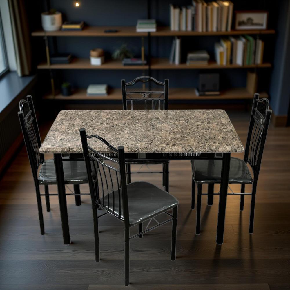 طاولة طعام 4 كرسي سطح خشب لون صخري
