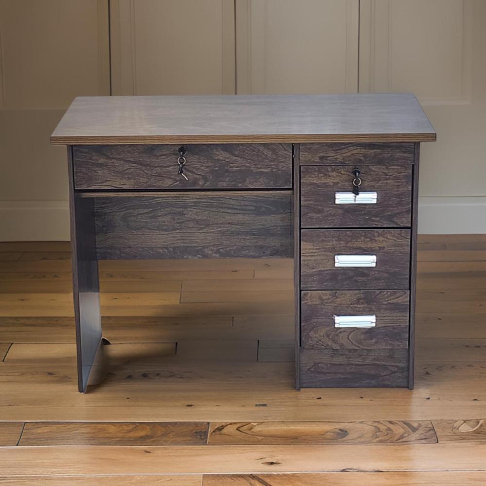 مكتب خشبي مع وحدة تخزين ثابتة مقاس 100 سم