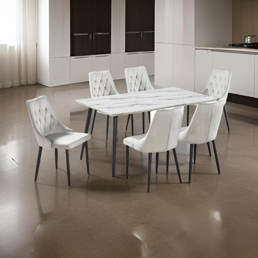 طاولة طعام  بديل رخام 6 كرسي