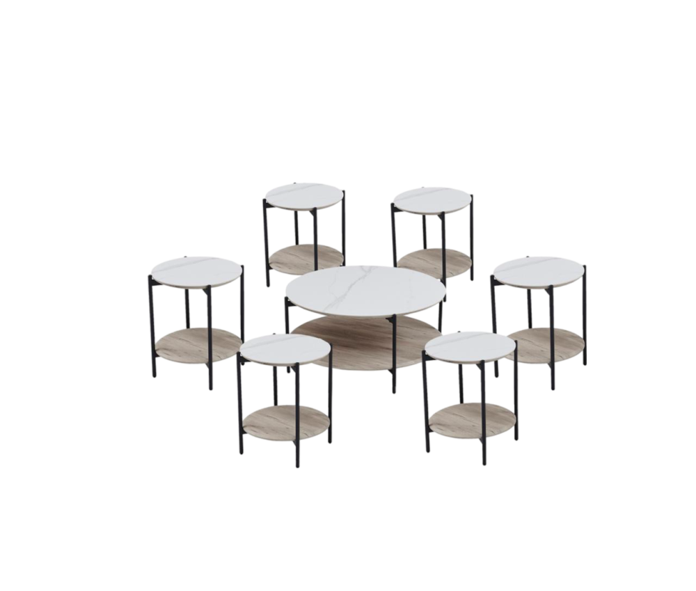 طقم خدمة سيراميك 7 قطع لون بيج فاتح