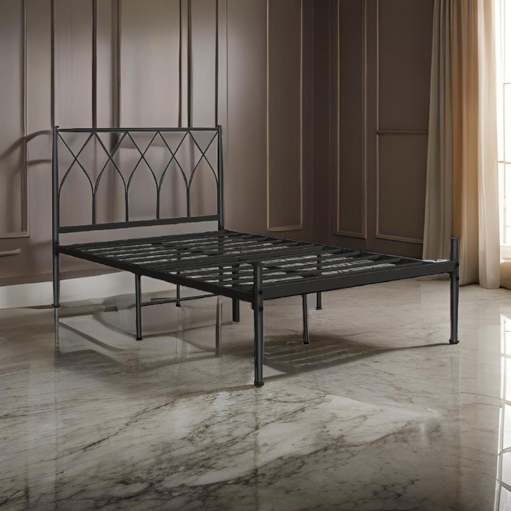 سرير حديد نفر ونص لون أسود مقاس 140*200
