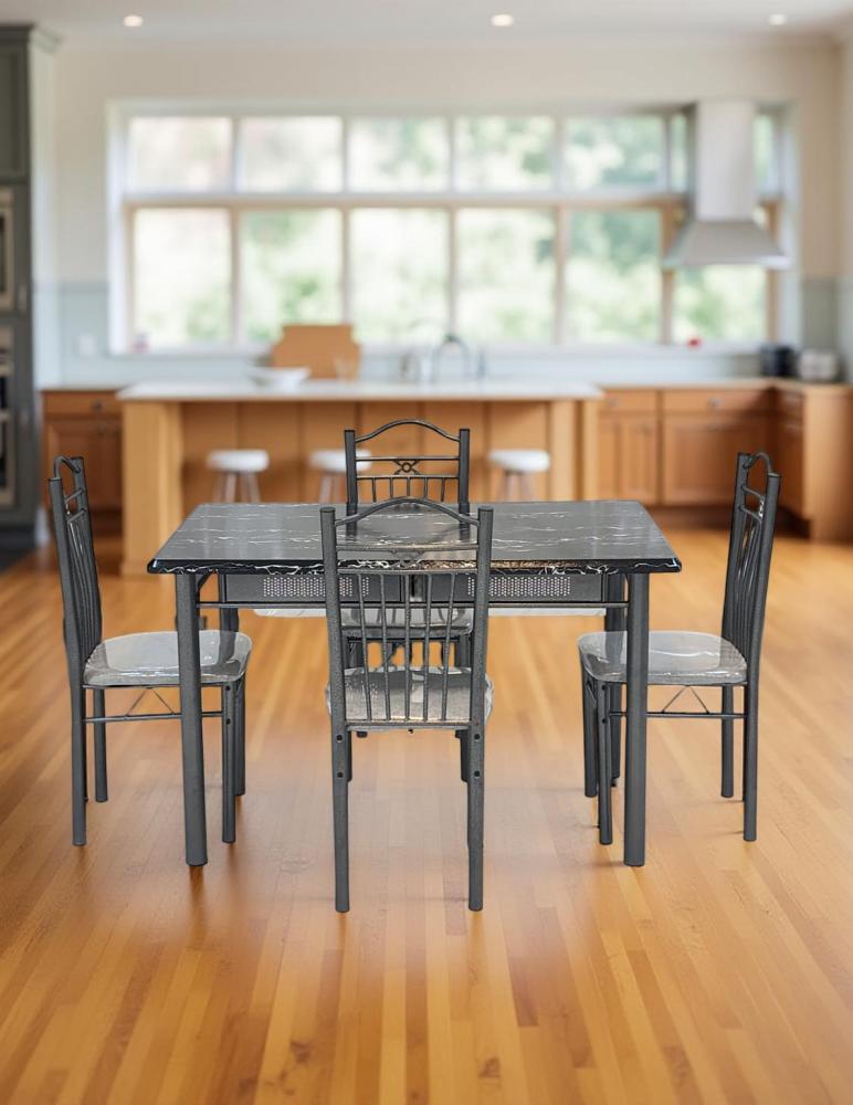 طاولة طعام 4 كرسي خشب ومعدن