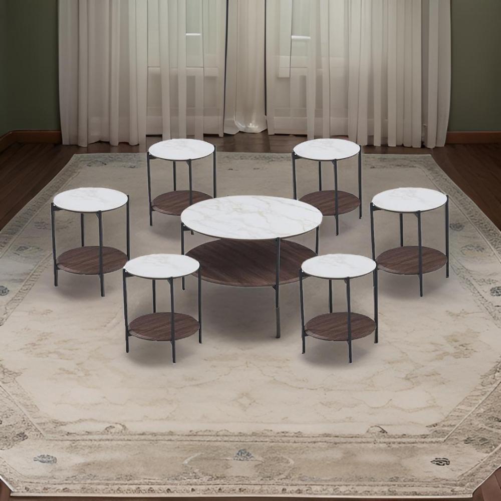 طقم خدمة سيراميك 7 قطع لون بني