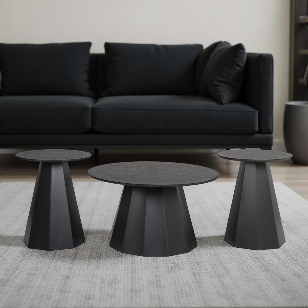 طقم طاولات خدمة فخم – أناقة الأسود بتصميم مودرن لا يُقاوم