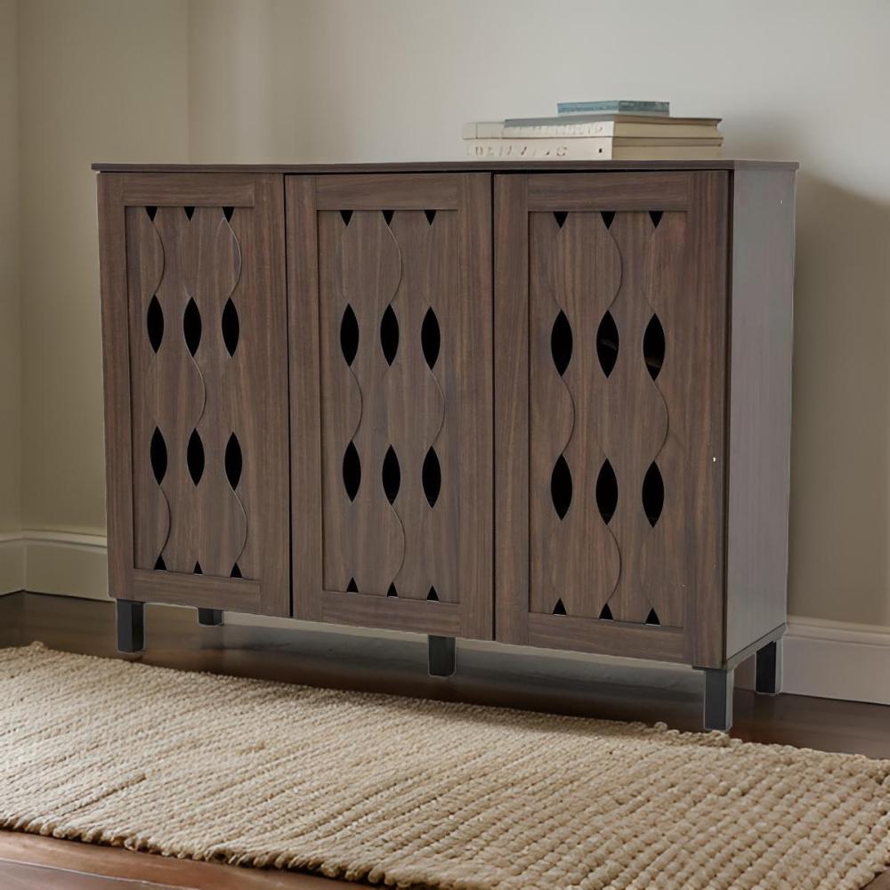 دولاب أحذية خشب 3 باب لون كوفي