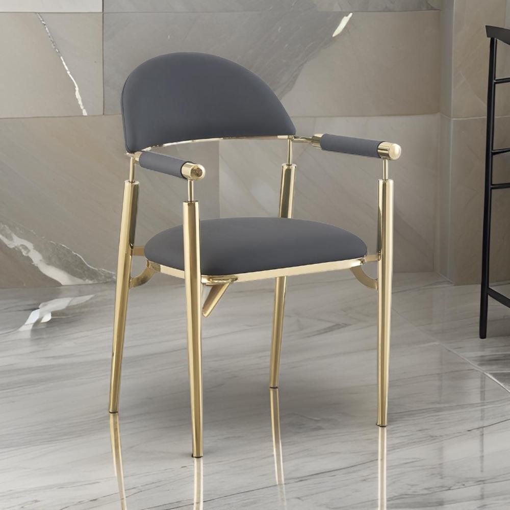 كرسي فخم ستيل ذهبي لون رمادي غامق