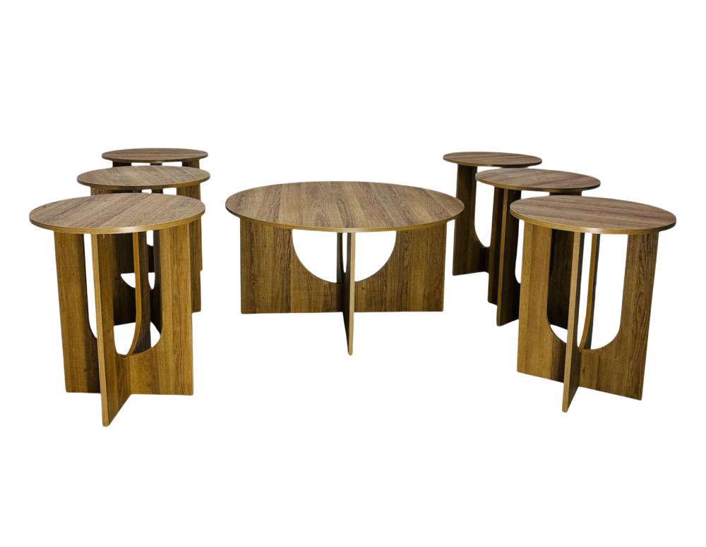 طقم طاولات خدمة راقي 7 قطع لون بيج