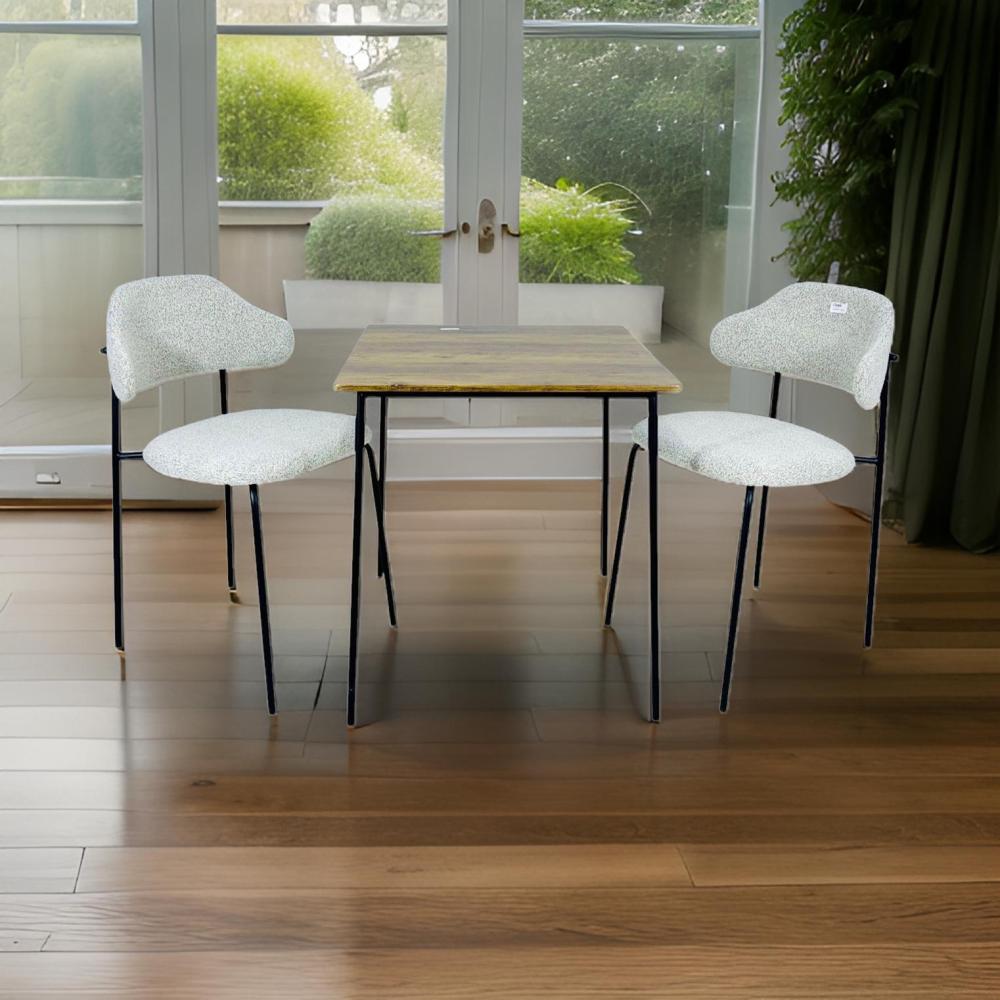 2 كرسي و طاولة لون رمادي فاتح