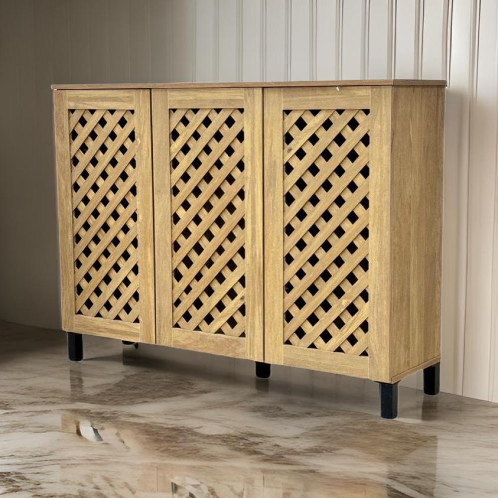 دولاب أحذية خشب 3 باب لون بيج