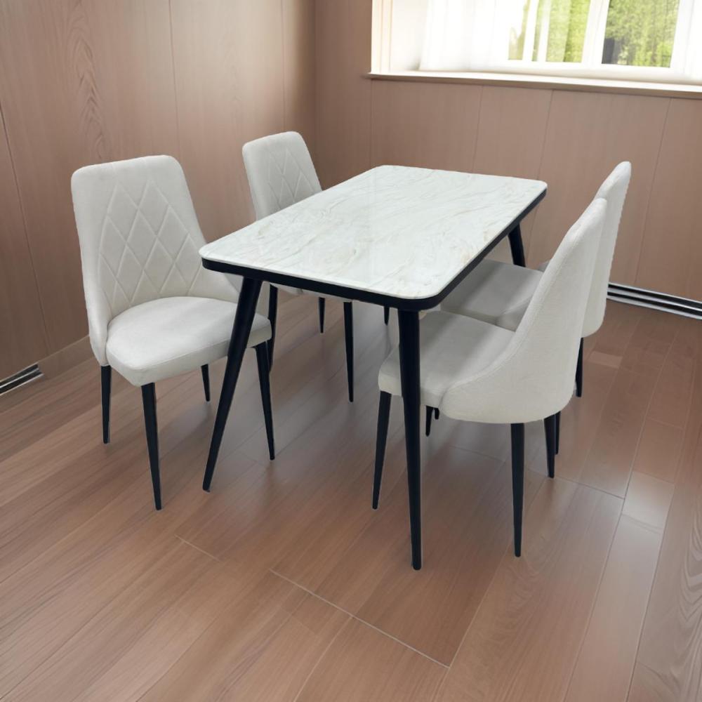 طاولة طعام رخام 4 كرسي لون بيج