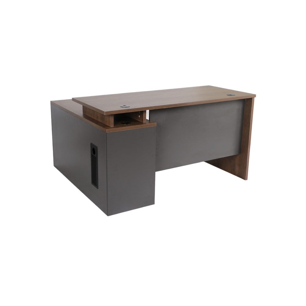 مكتب حرف L مقاس 140سم لون بني فاتح + رمادي