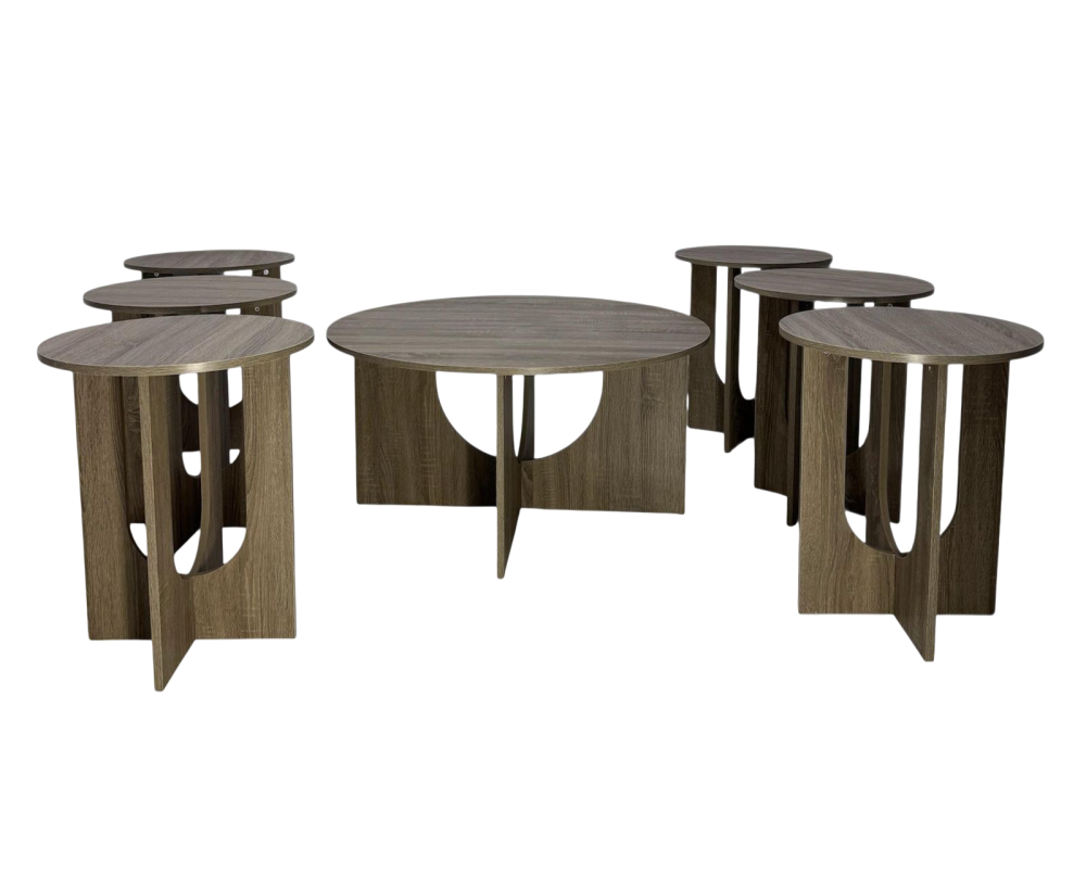 طقم طاولات خدمة راقي 7 قطع لون بني لاتيه