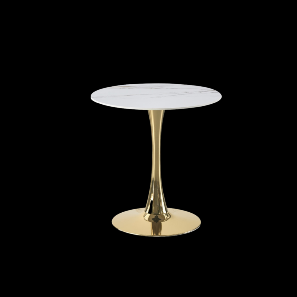 طاولة كافيه سيراميك وقاعدة استيل ذهبي