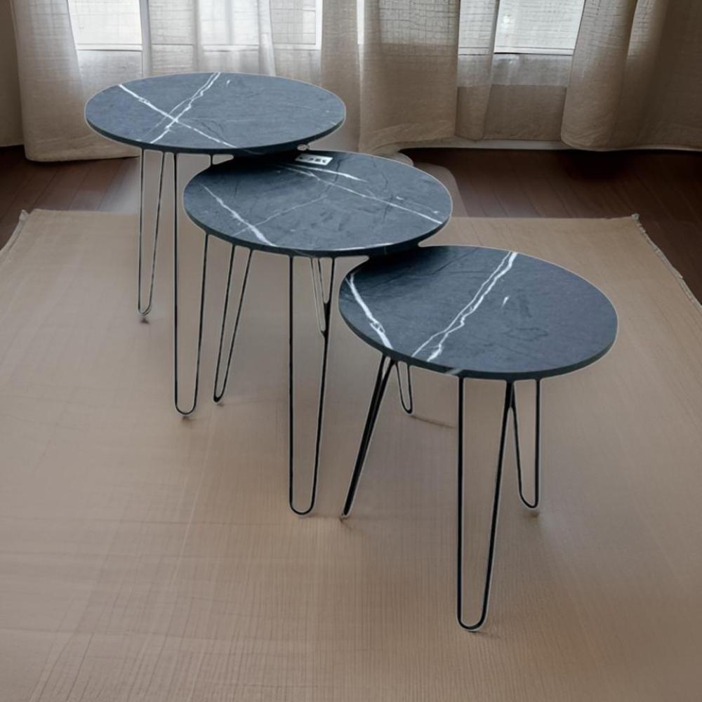 طقم طاولات خدمة ثلاثي متدرج لون رمادي