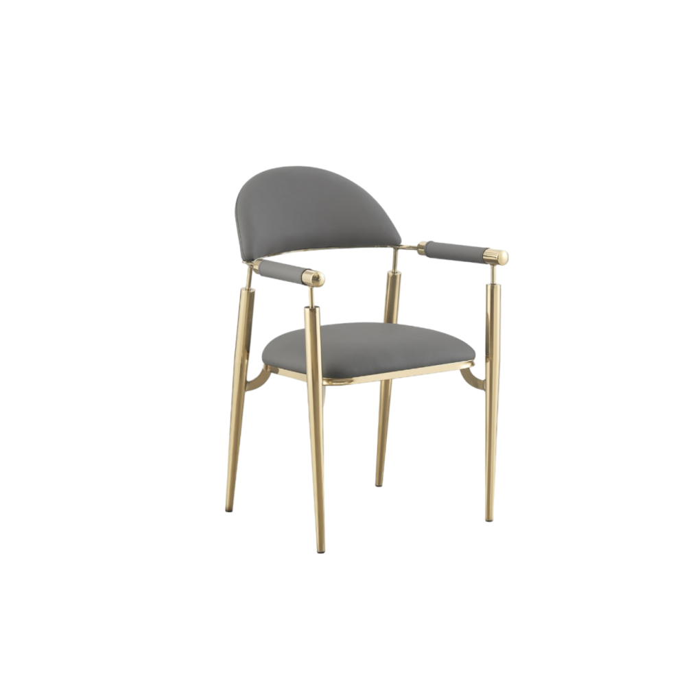 كرسي فخم ستيل ذهبي لون رمادي