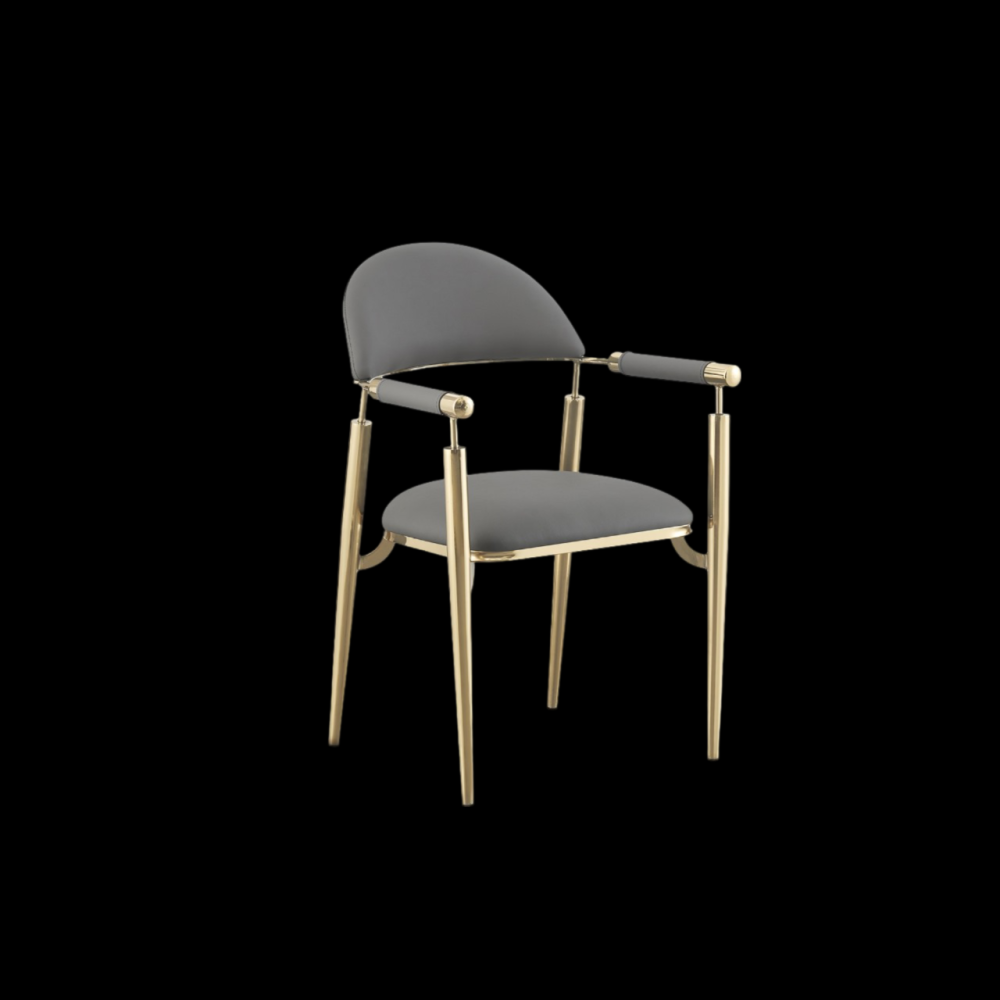 كرسي فخم ستيل ذهبي لون رمادي