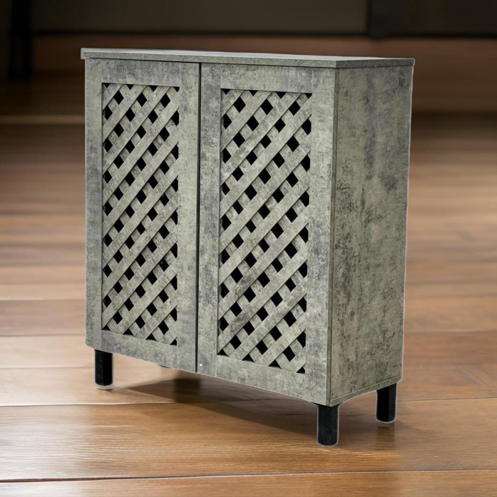 دولاب أحذية خشب 2 باب لون رمادي