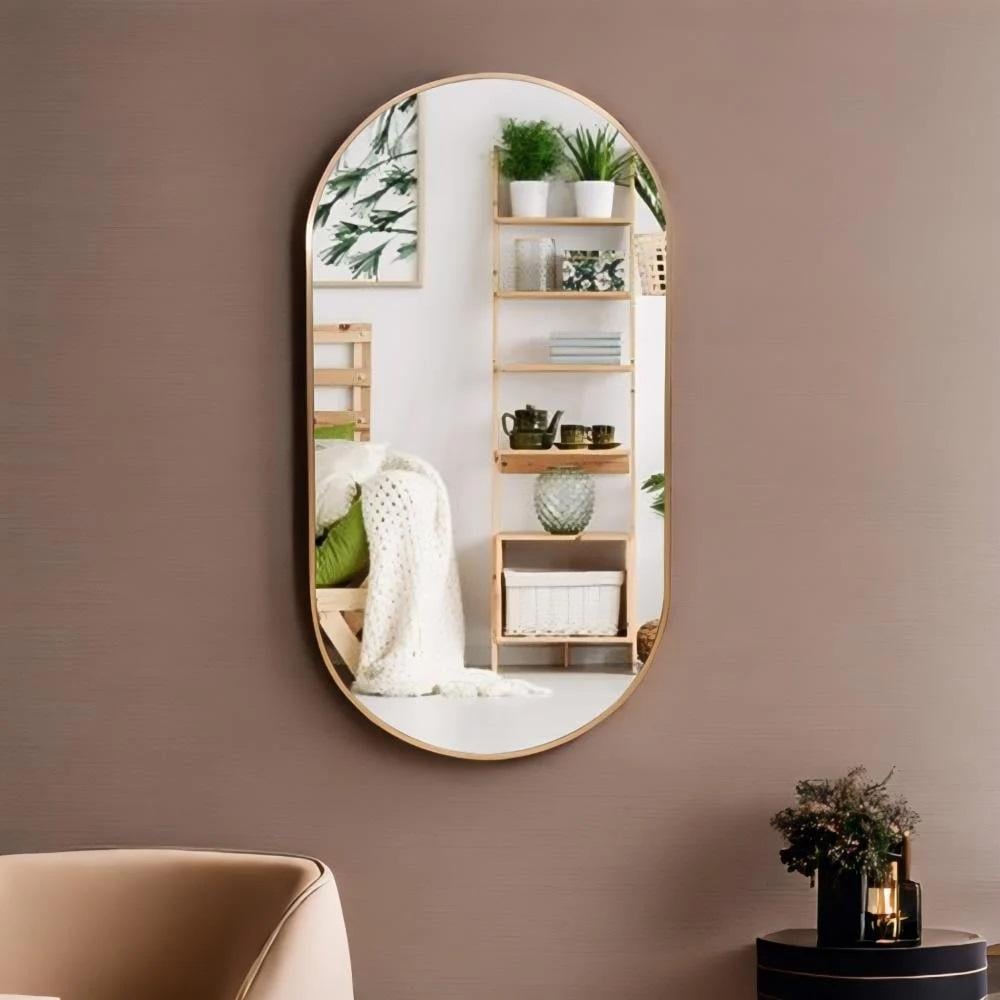 مرايا جدارية بيضاوي لون ذهبي 120*60