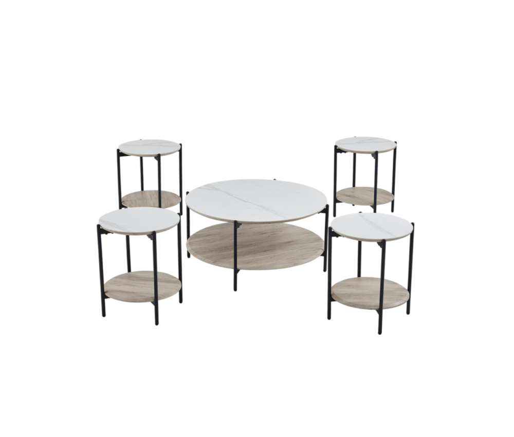 طقم خدمة سيراميك وخشب بيج فاتح