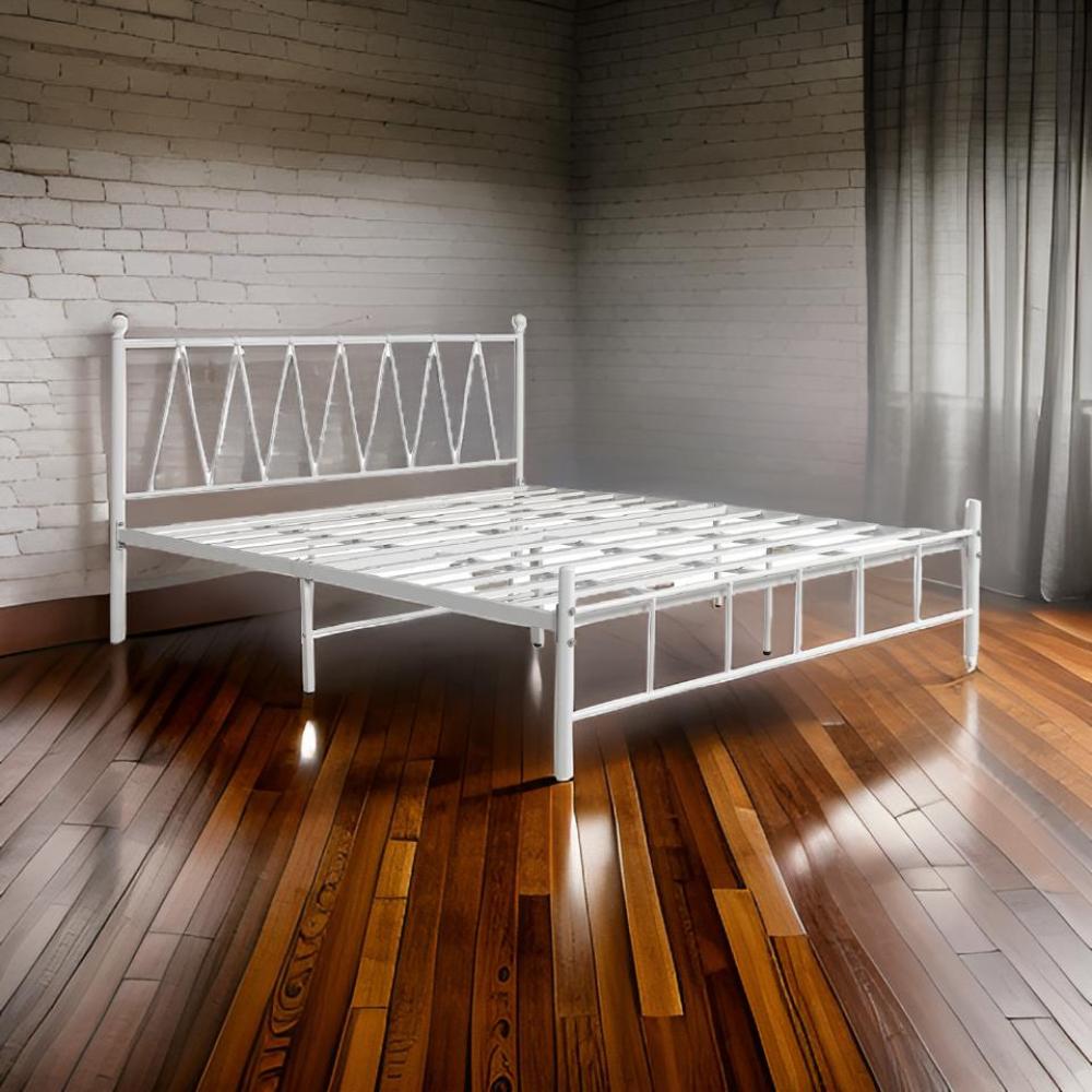 سرير حديد نفرين لون أبيض مقاس 180*200