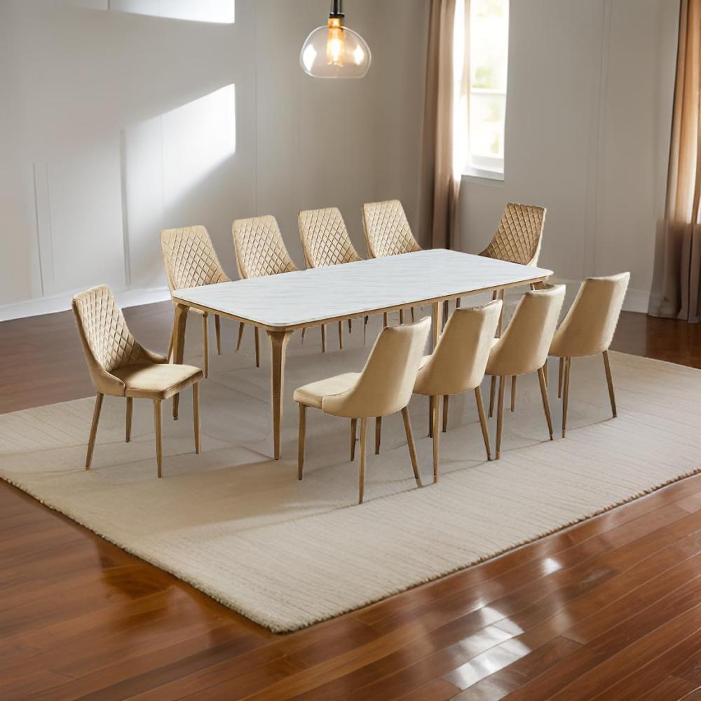 طاولة طعام رخام 10 كرسي لون بيج