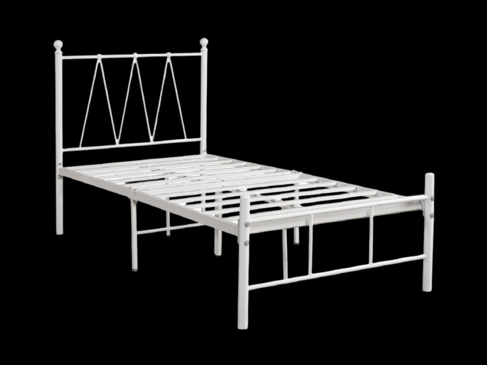 سرير حديد نفر لون أبيض مقاس 90*190