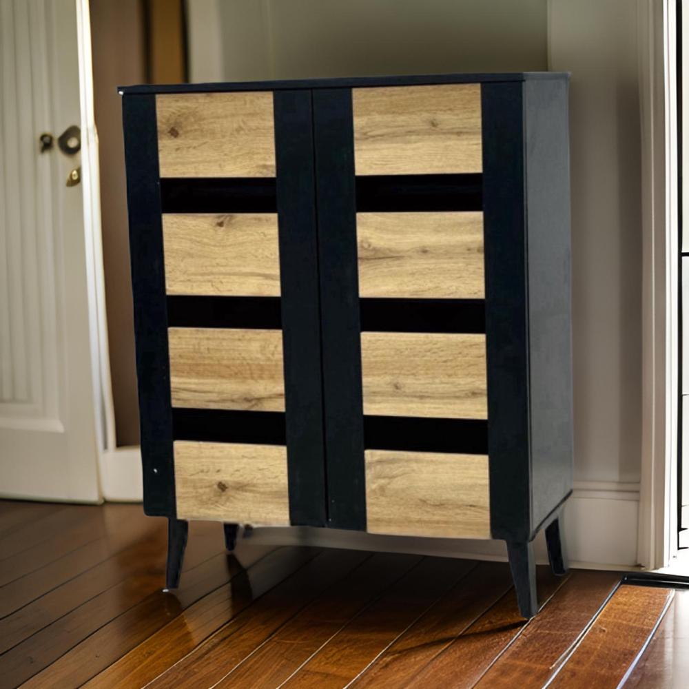 دولاب أحذية فخم 2باب لون خشبي وأسود