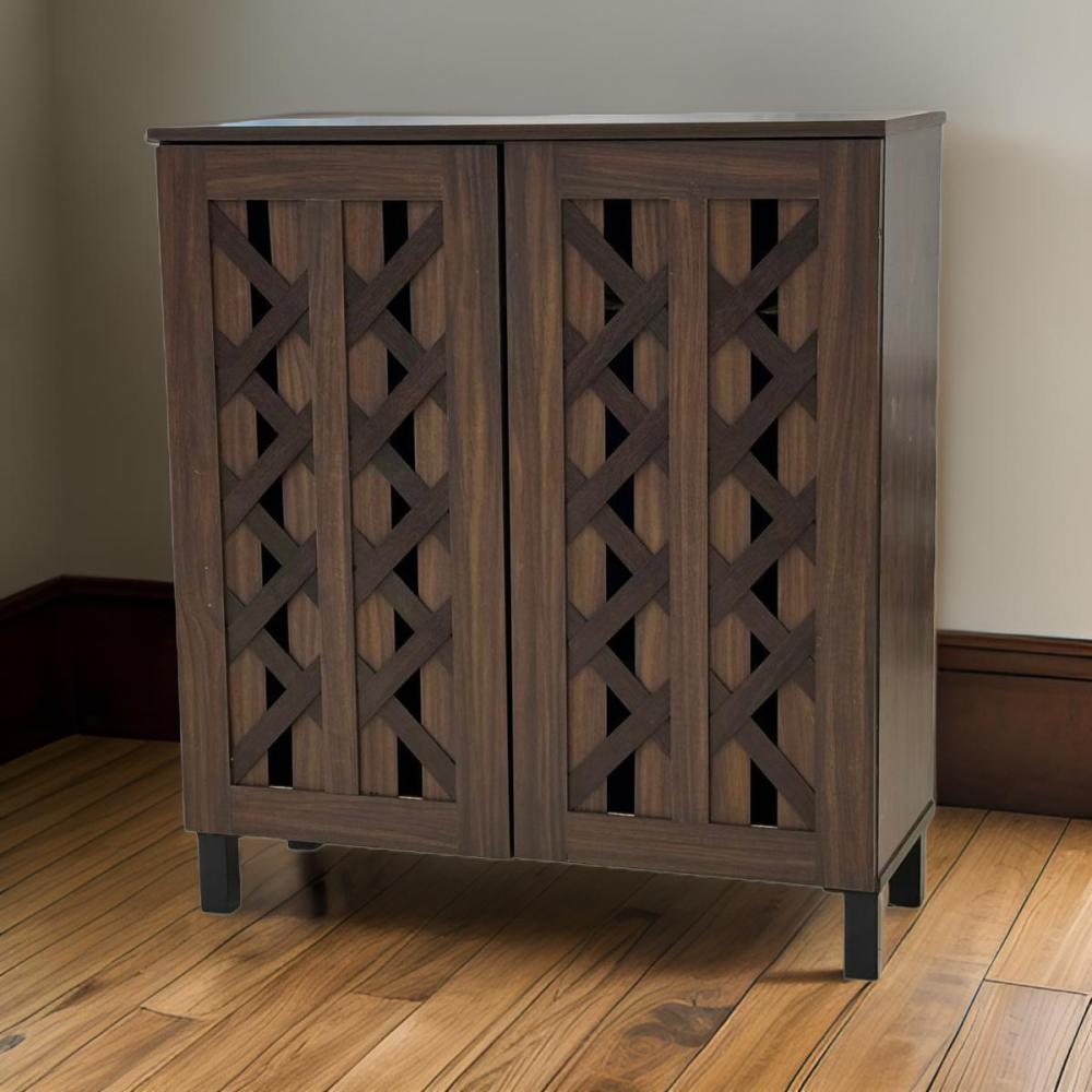 دولاب أحذية خشب 2 باب لون كافي