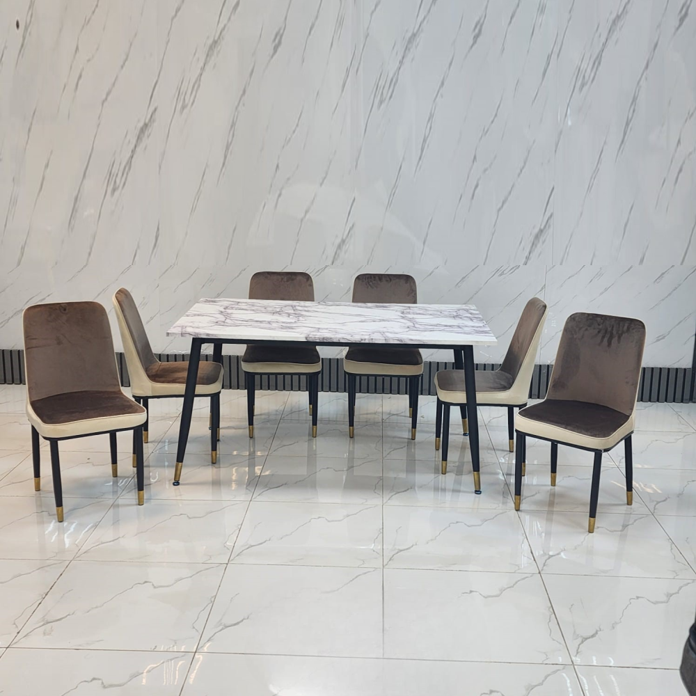 طاولة طعام  بديل رخام 6 كرسي